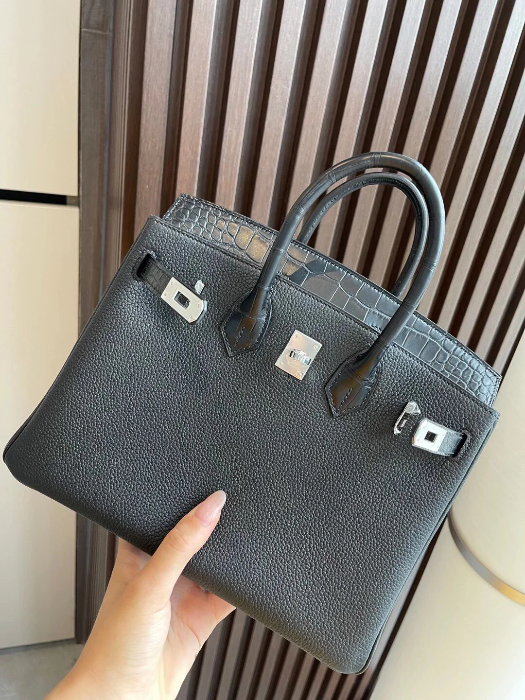Сумка Hermes Birkin 25 Touch Togo Square Crocodile Silver Buckle