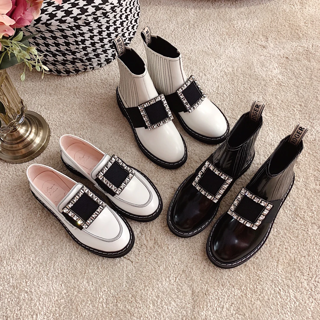 Обувь RV - 22ss - афро-прическа, украшенная стразами - белая