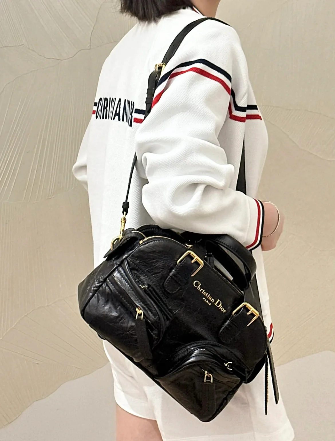 Сумка для боулинга Dior Grand Tour из вощеной кожи - средний размер