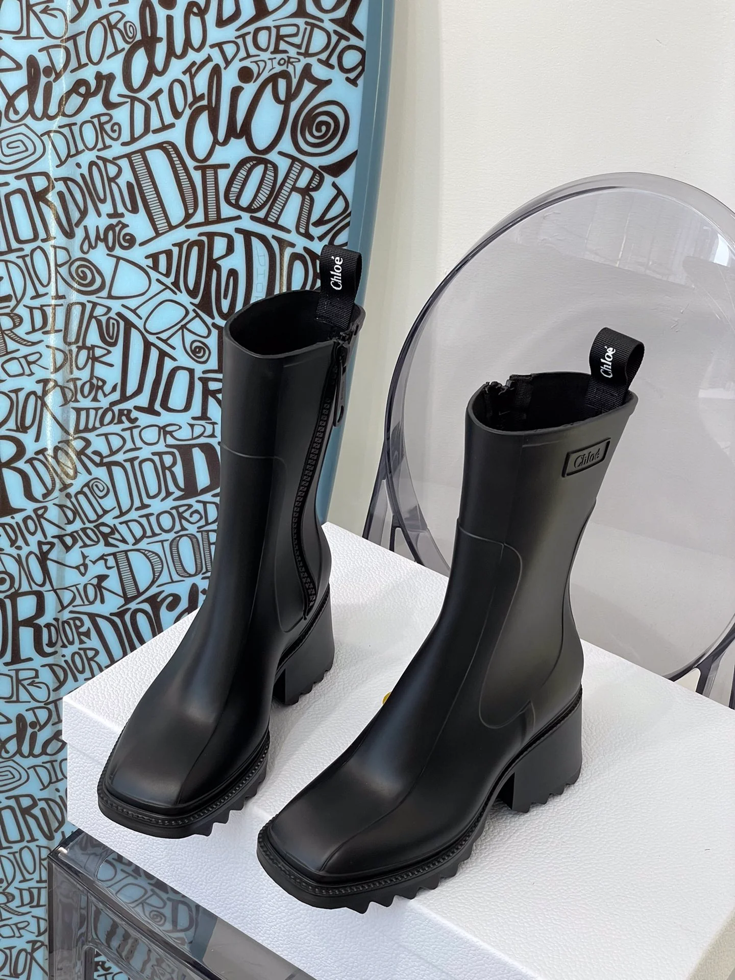 Обувь Chloe - Chloe - платформа - резиновые сапоги - черные