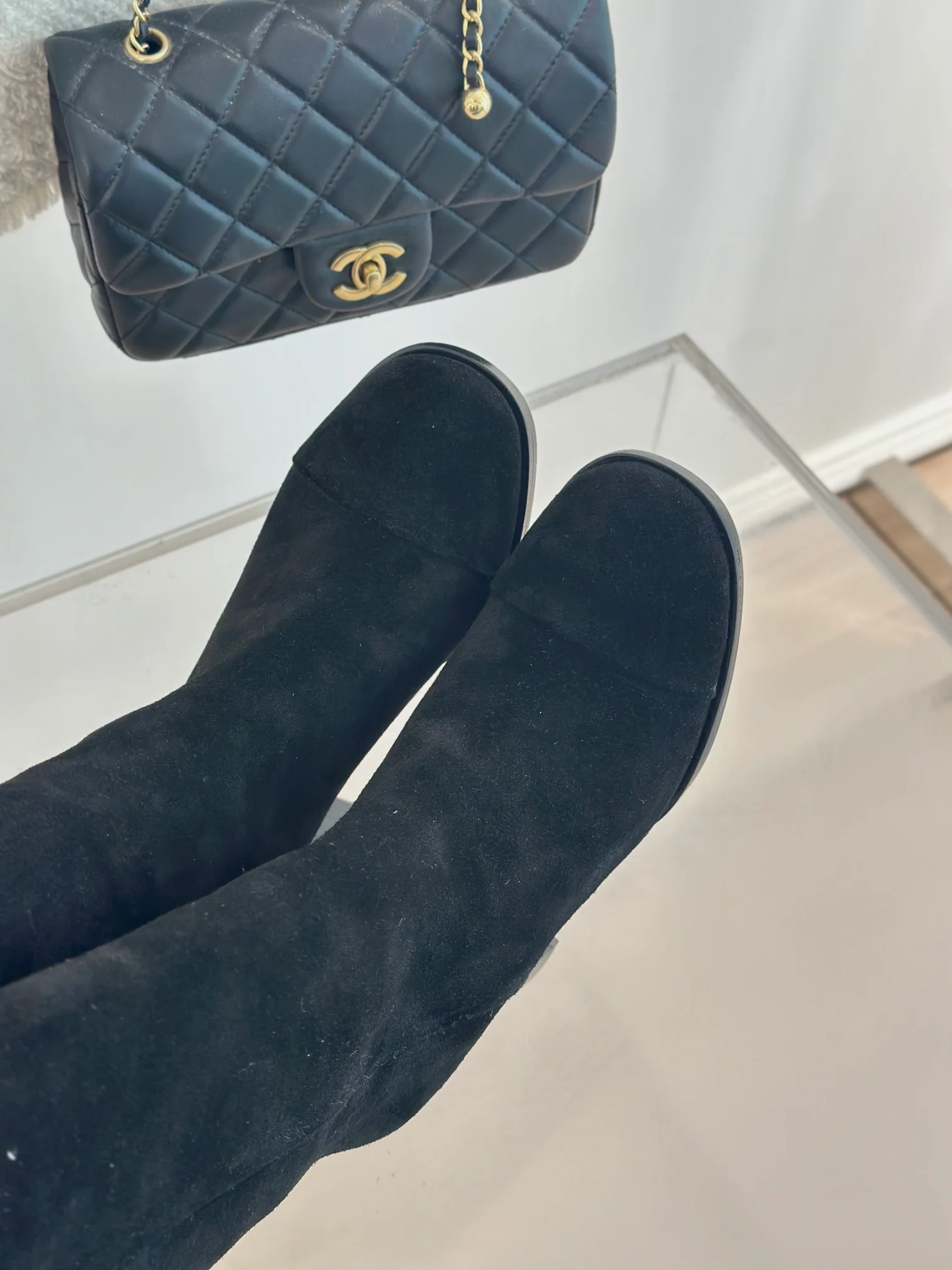 Кожаные сапоги Chanel 2024 - черные