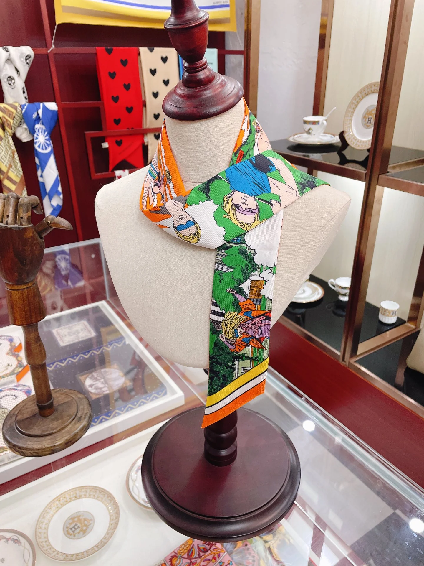 Шарф Hermes Twilly 5-86 см, 100% шелковый твил, двусторонний, 1 шт.