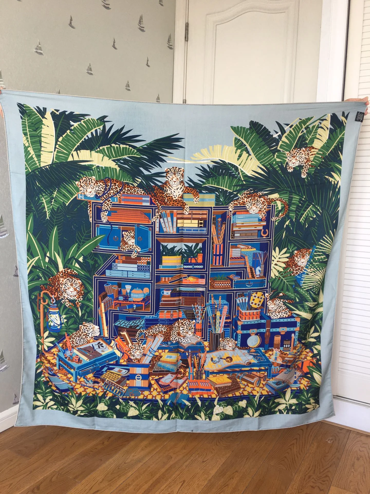 Большой двусторонний шарф Hermes - 136 см - 30 см - Шелк 70 г - Шерсть 11 г