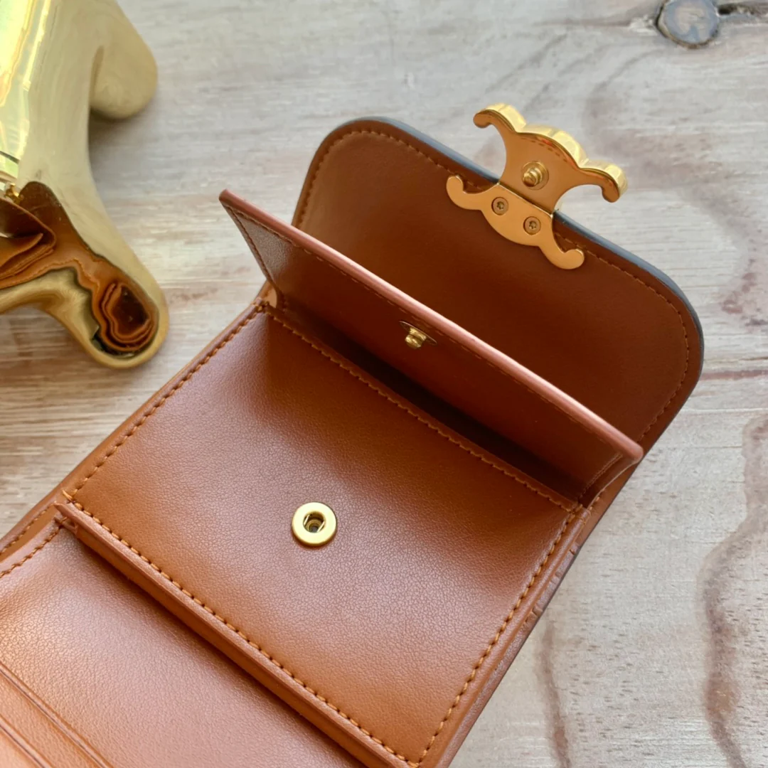 Маленький тканевый кошелек Celine Triomphe с вышивкой - синий