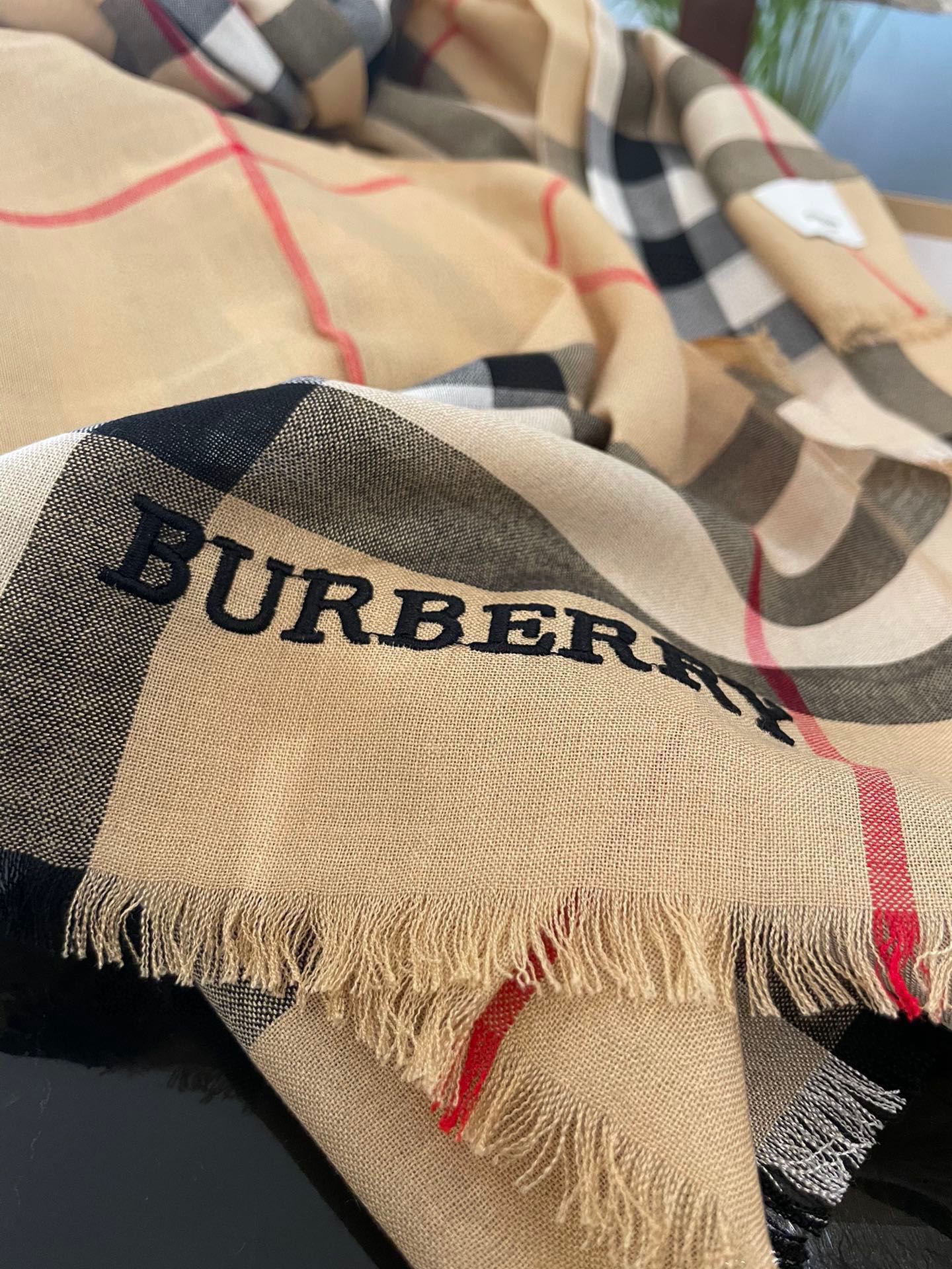 Классический клетчатый шарф Burberry с буквами - 80-190 см - Кашемир Кашмир Хайленд