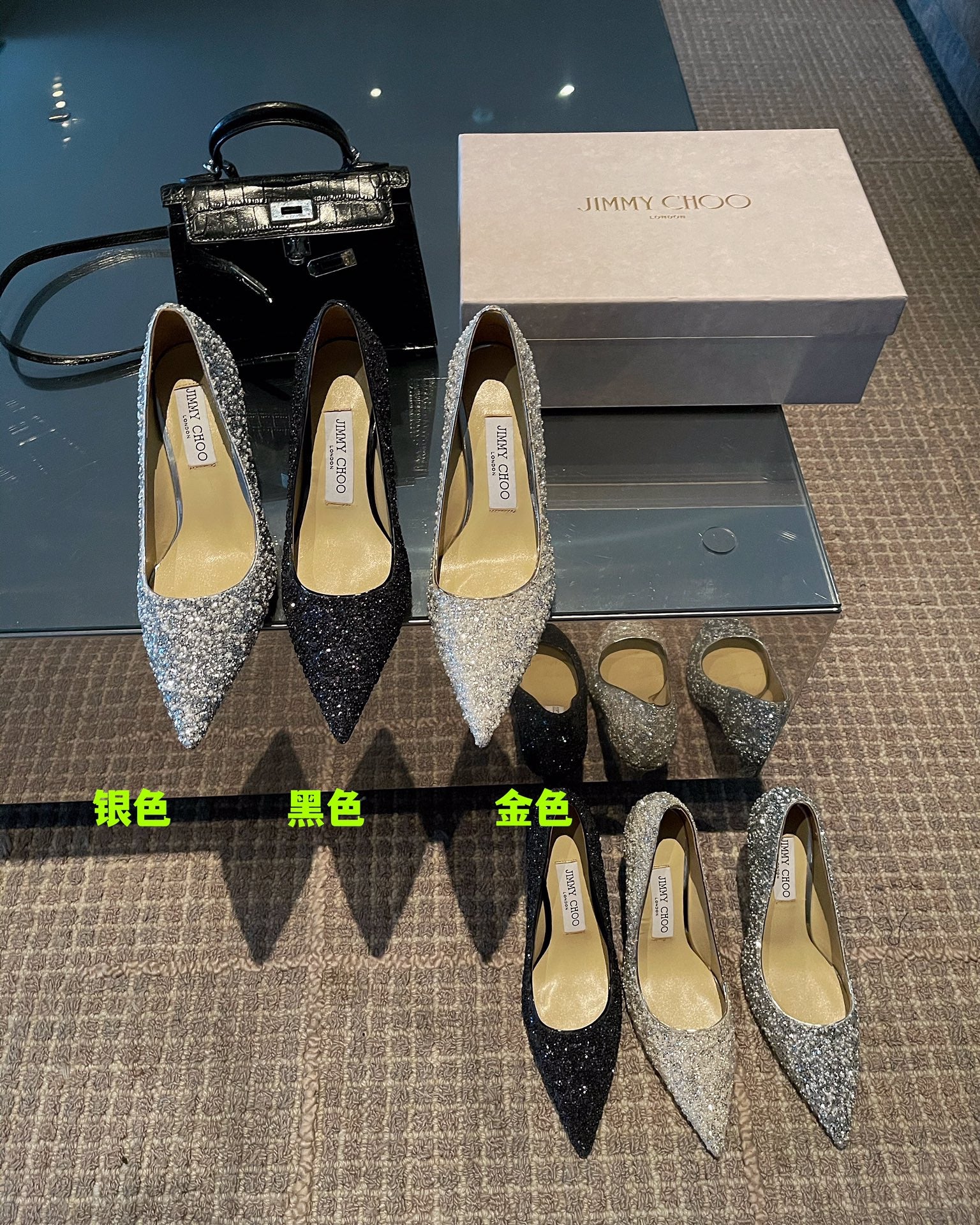 Jimmy - Туфли на высоком каблуке, украшенные блестками и жемчугом - Изображение из коллекции