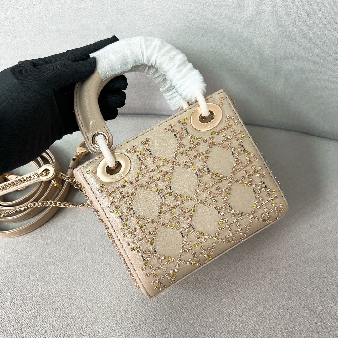 Сумка Dior Lady Dior - трехсекционная - атласная с узором 