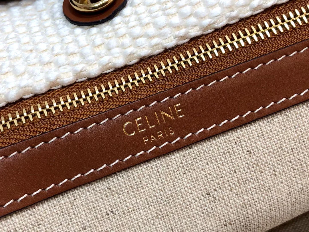 квадратная сумка из плетеной и коровьей кожи Cabas Celine Plein Soleil