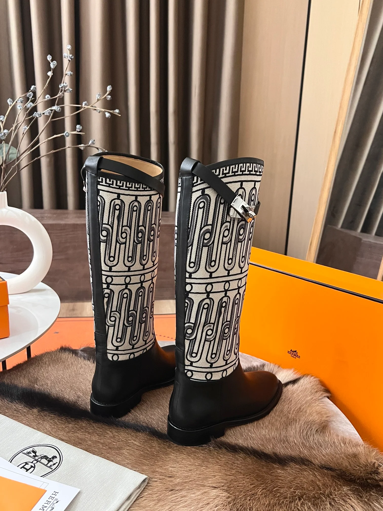 Кожаные сапоги Hermes Rider 2024 - черные