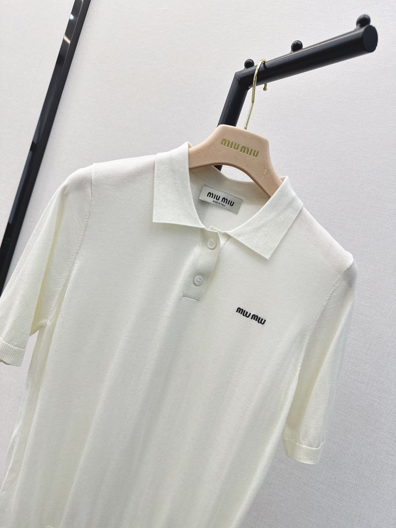 Miu Miu - 2404 - 24ss Весенне-летний новый вязаный свитер-поло - Белый