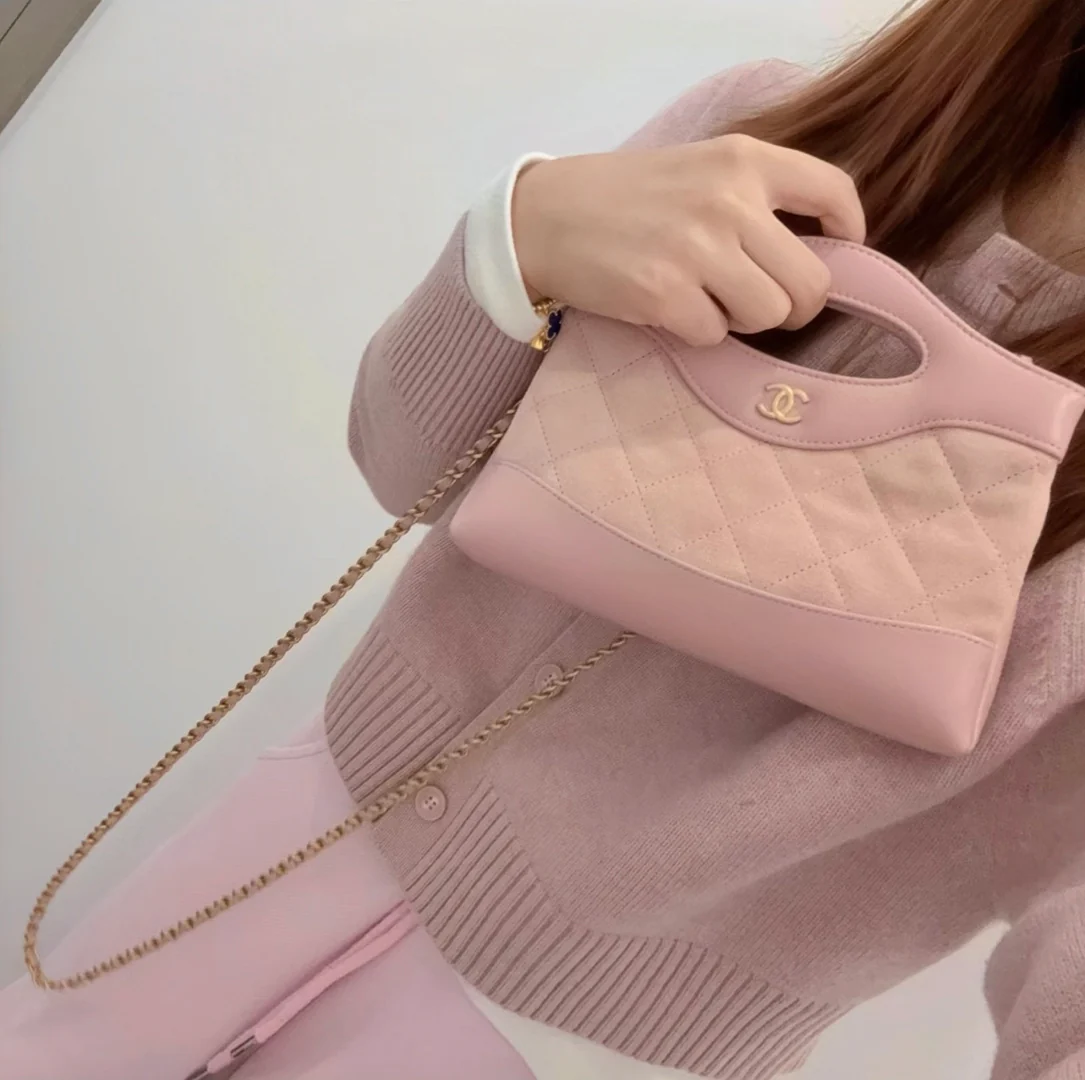 Сумка Chanel 25p nano 31, замша, розовая.