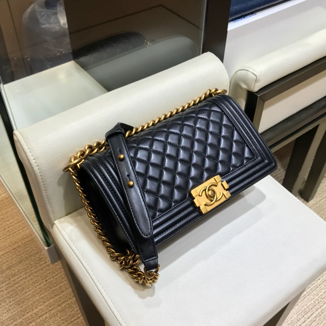 Chanel Boy 25cm Black Sheep Gold