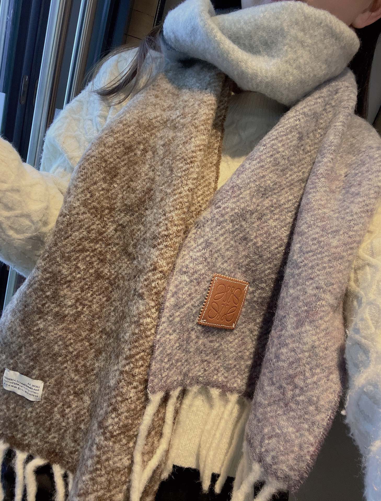 Шарф в стиле Лолита - однотонный - 250 см - 28 см - синий