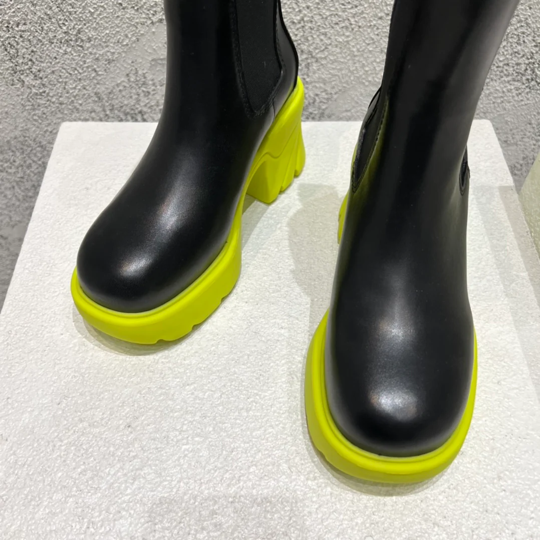 BV-22ss - Ботильоны на платформе до середины икры - Флуоресцентно-желтая подошва