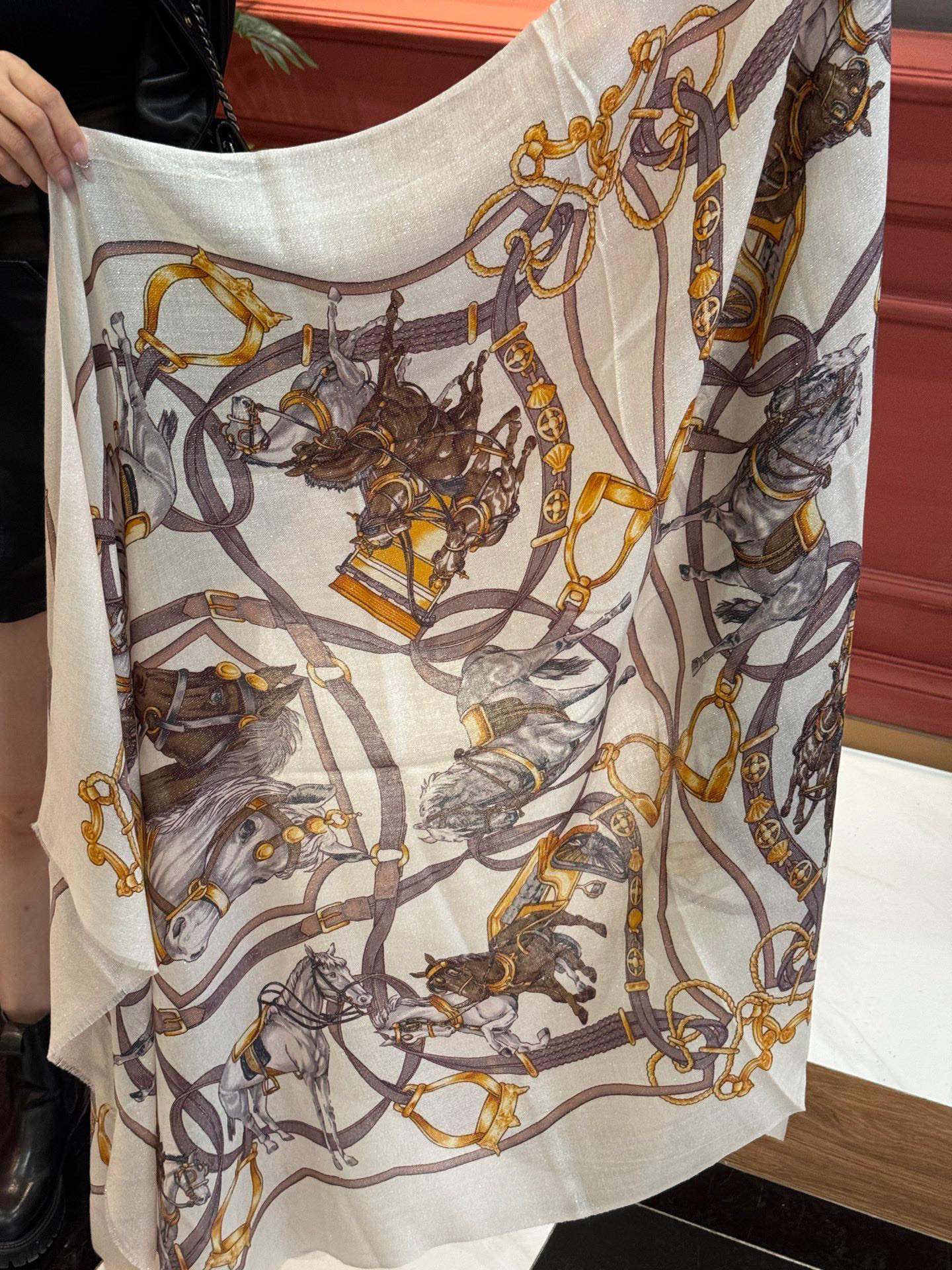 Длинный шарф Hermes Classic Gear 2024 - 110-200