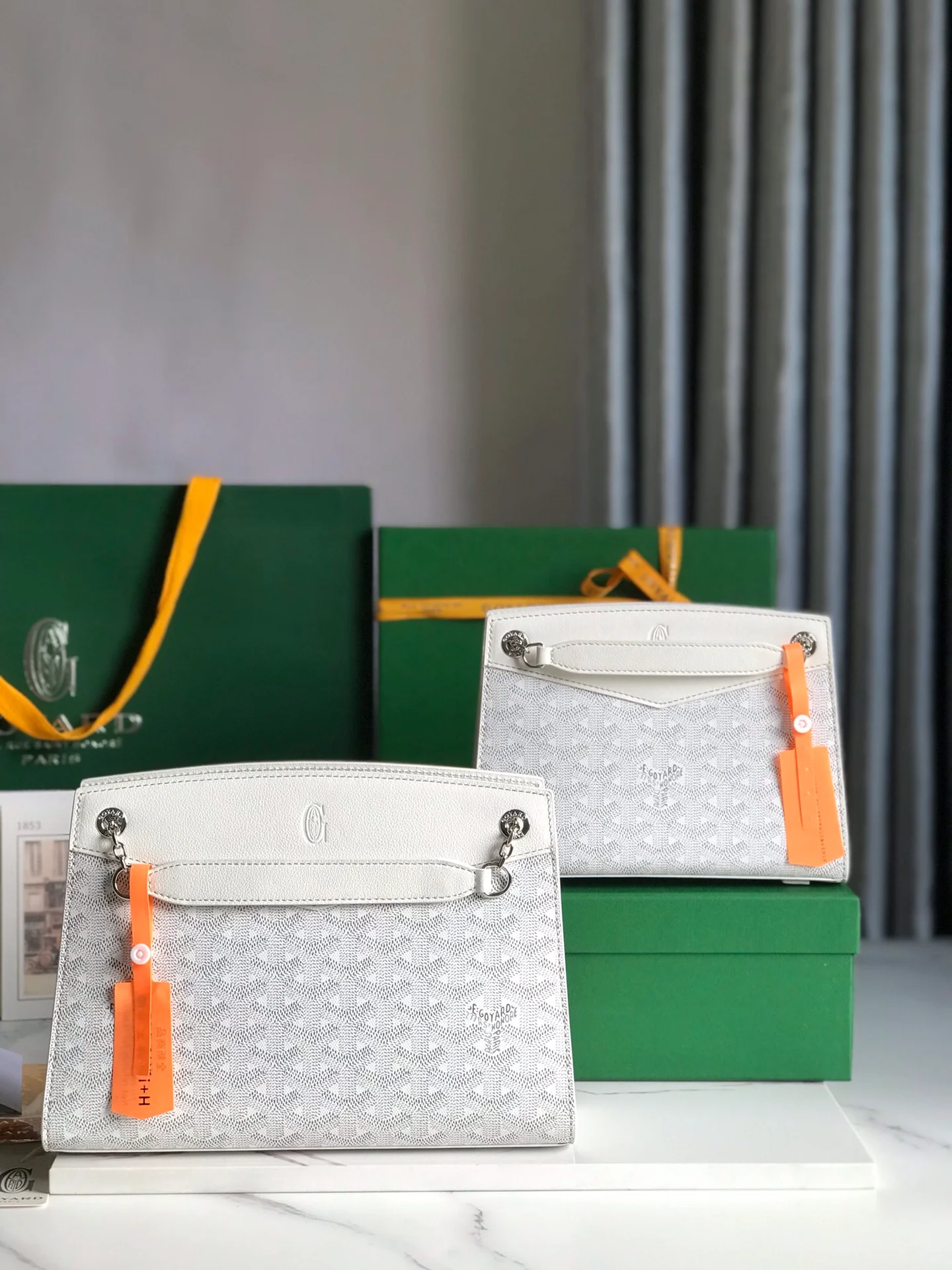 Кожаная сумка Goyard Rouette на цепочке - Mimi - белая