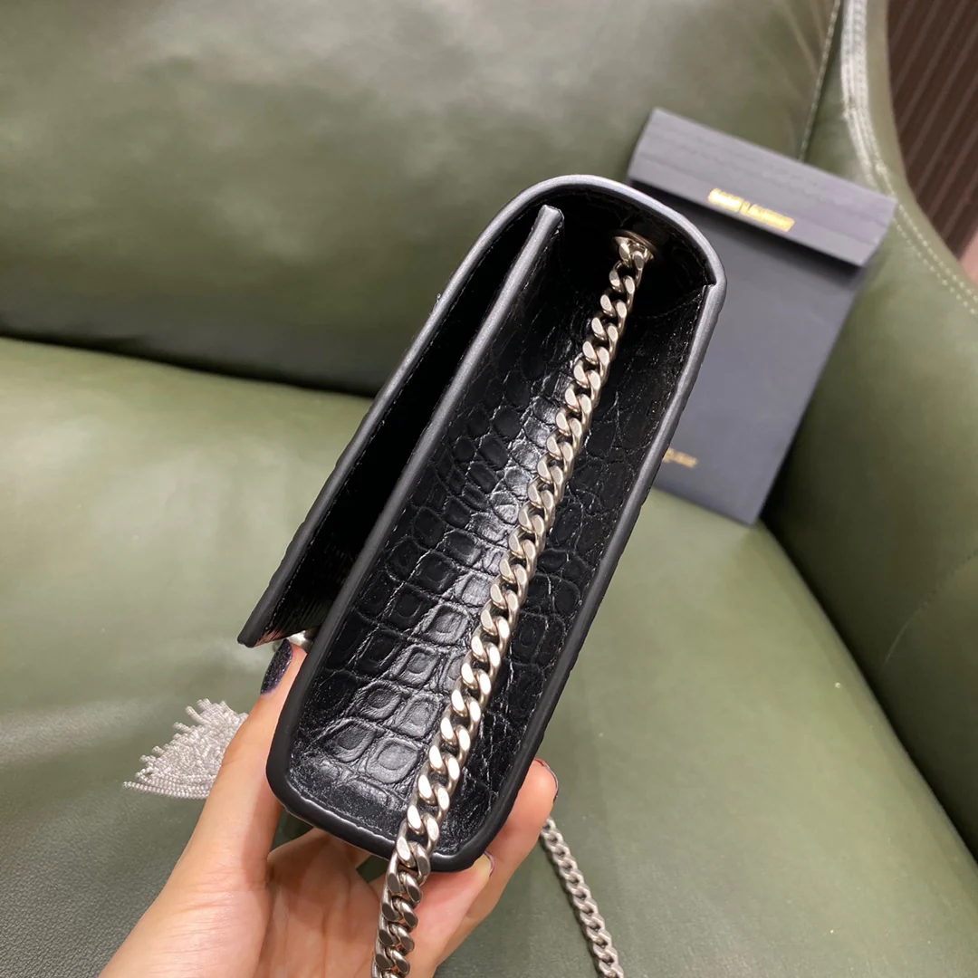 Сумка YSL-kate с цепочкой и крокодиловым принтом