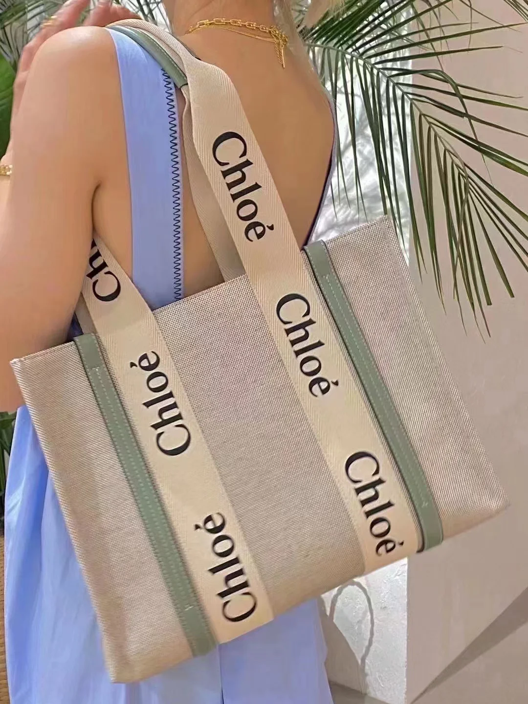 Сумка-тоут Chloe Woody - Средний размер - Зеленая