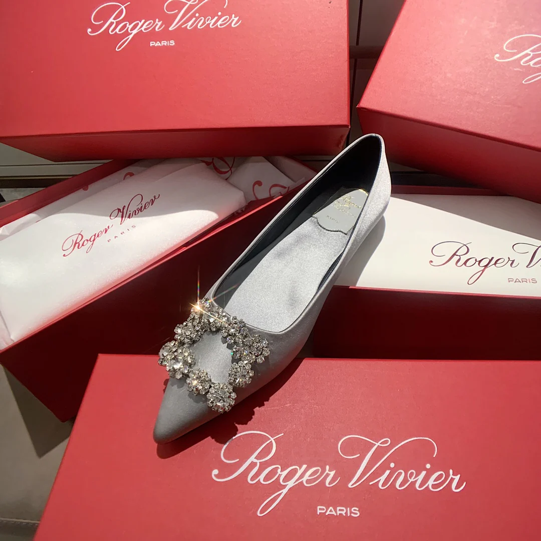 RV-Плоское дно-Шелковая пряжка со стразами-Серебристый-1