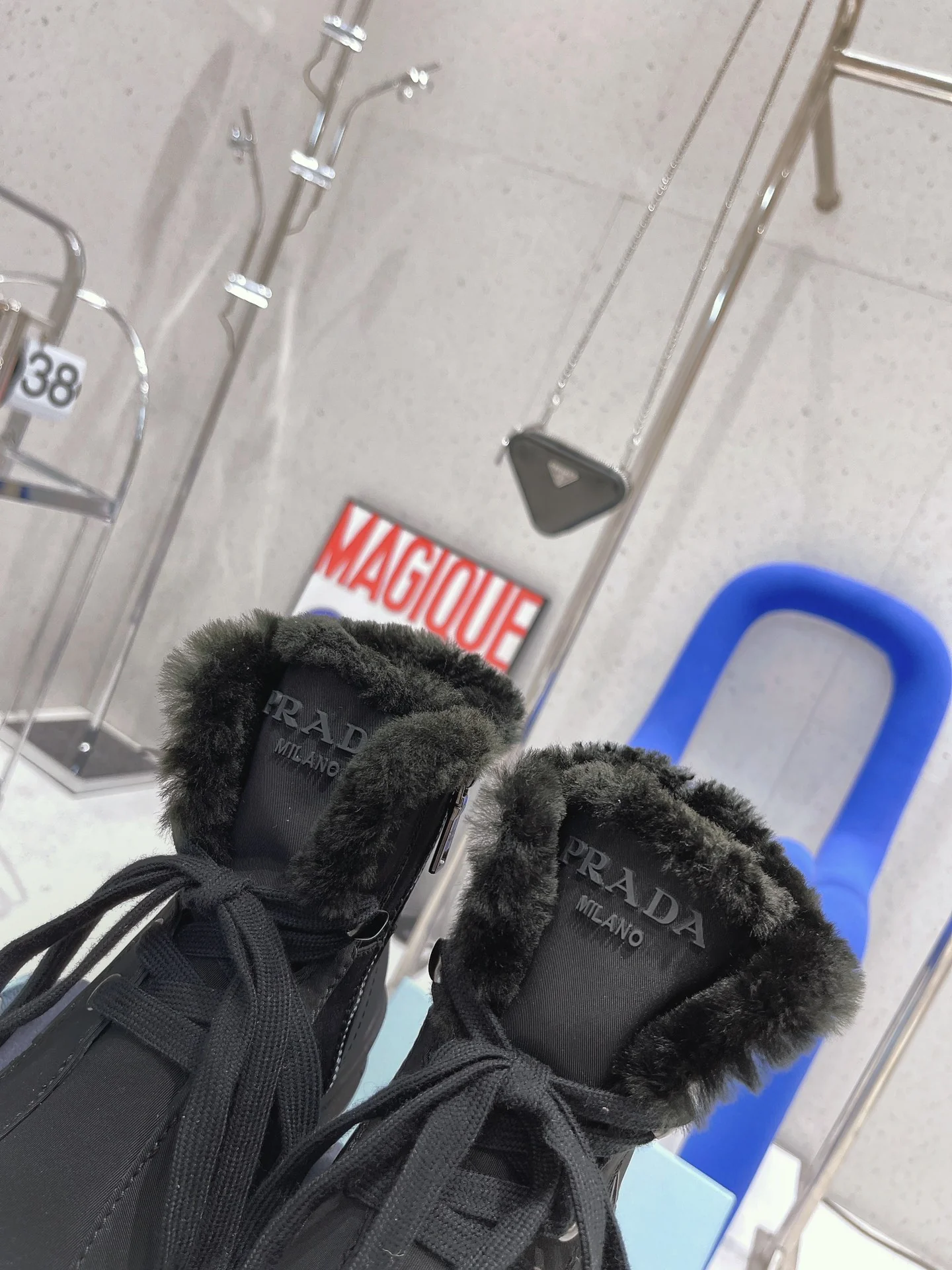 Обувь Prada - Prada - Высокие шерстяные ботильоны - Черные