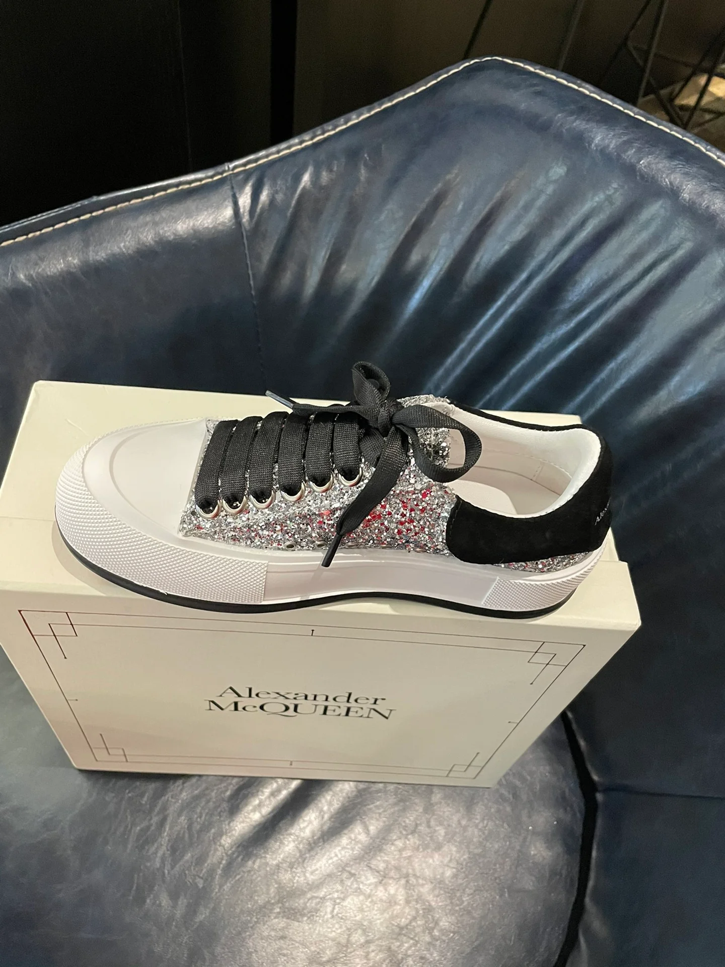 Туфли на платформе McQueen из парусины - 4