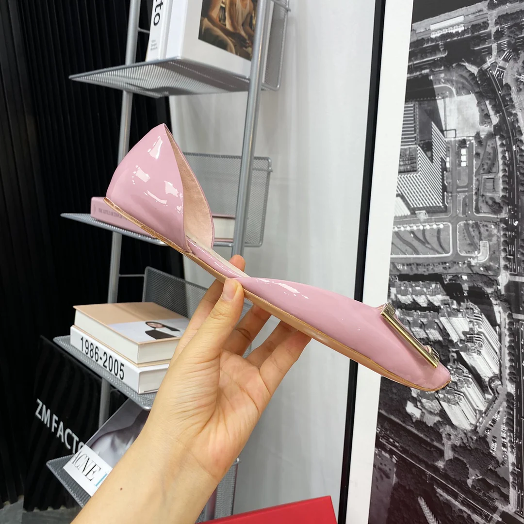 RV-Плоская подошва, полый квадратный носок, розовый и фиолетовый