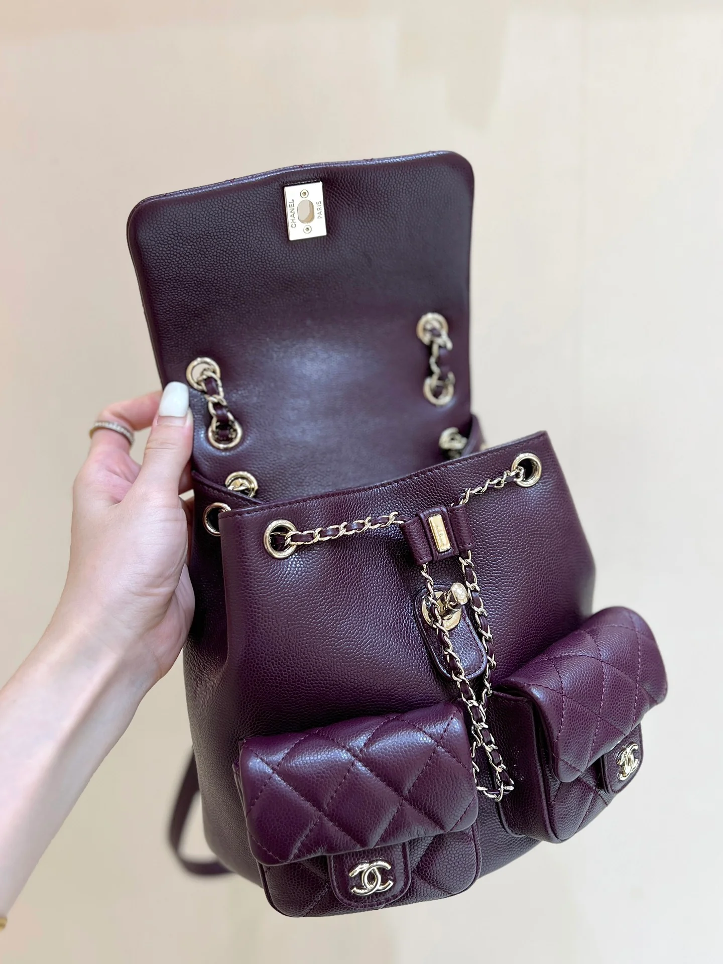 Рюкзак Chanel 24a-duma Frog, маленький, бордовый