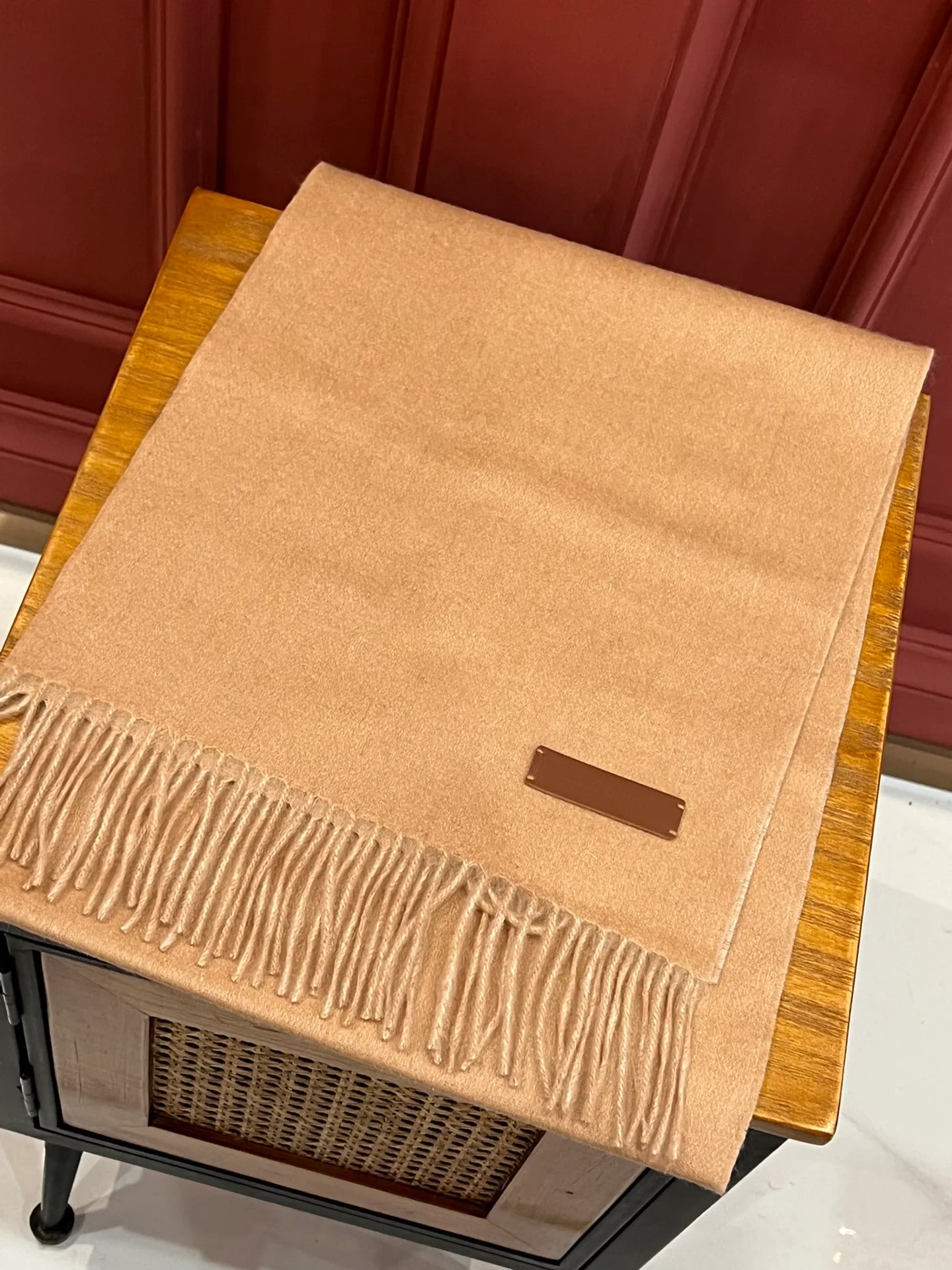 Двусторонний кашемировый шарф LV - 180 см - 35 см - абрикосовый