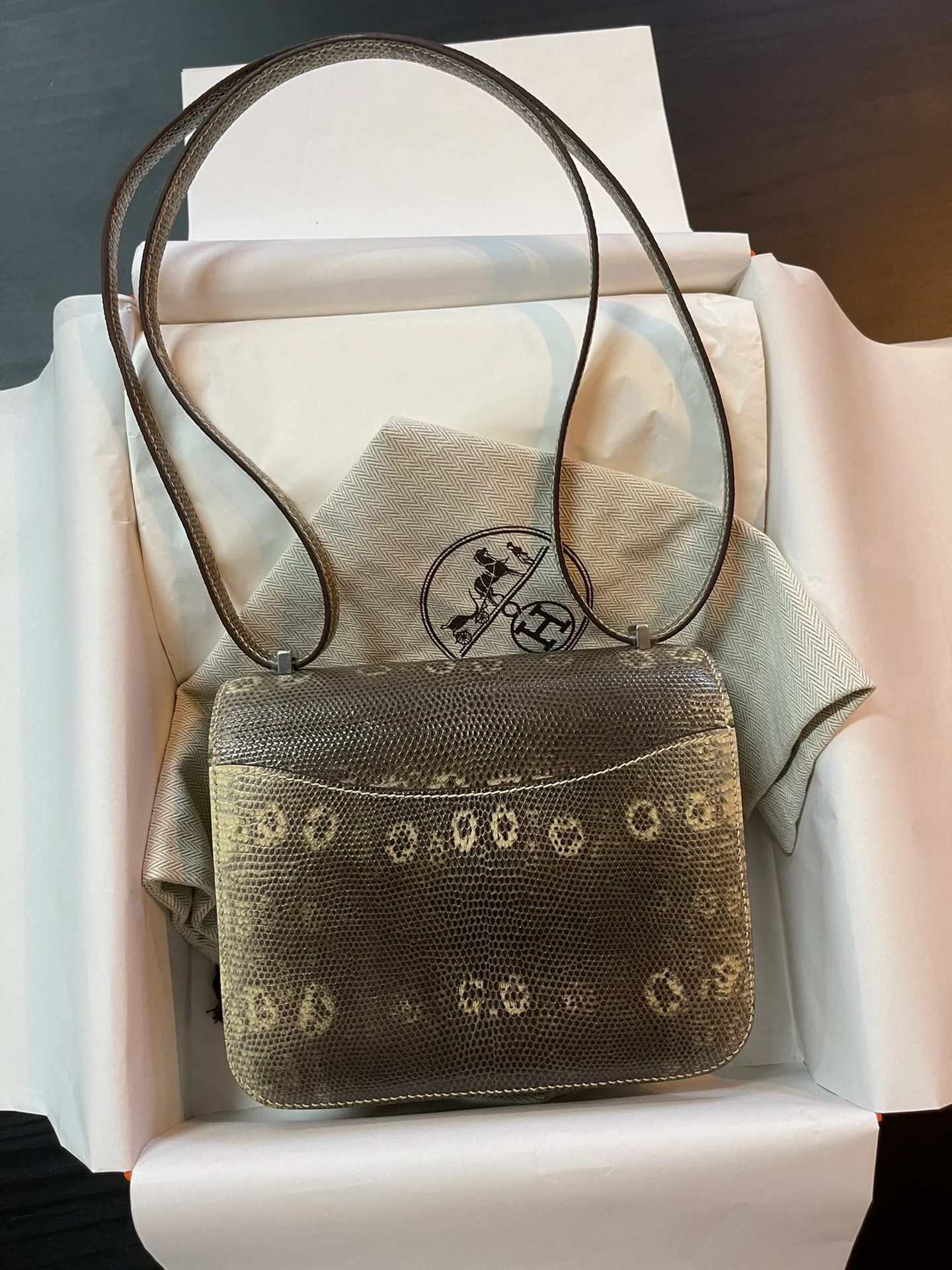 Hermes Constance 19 Мини из кожи ящерицы