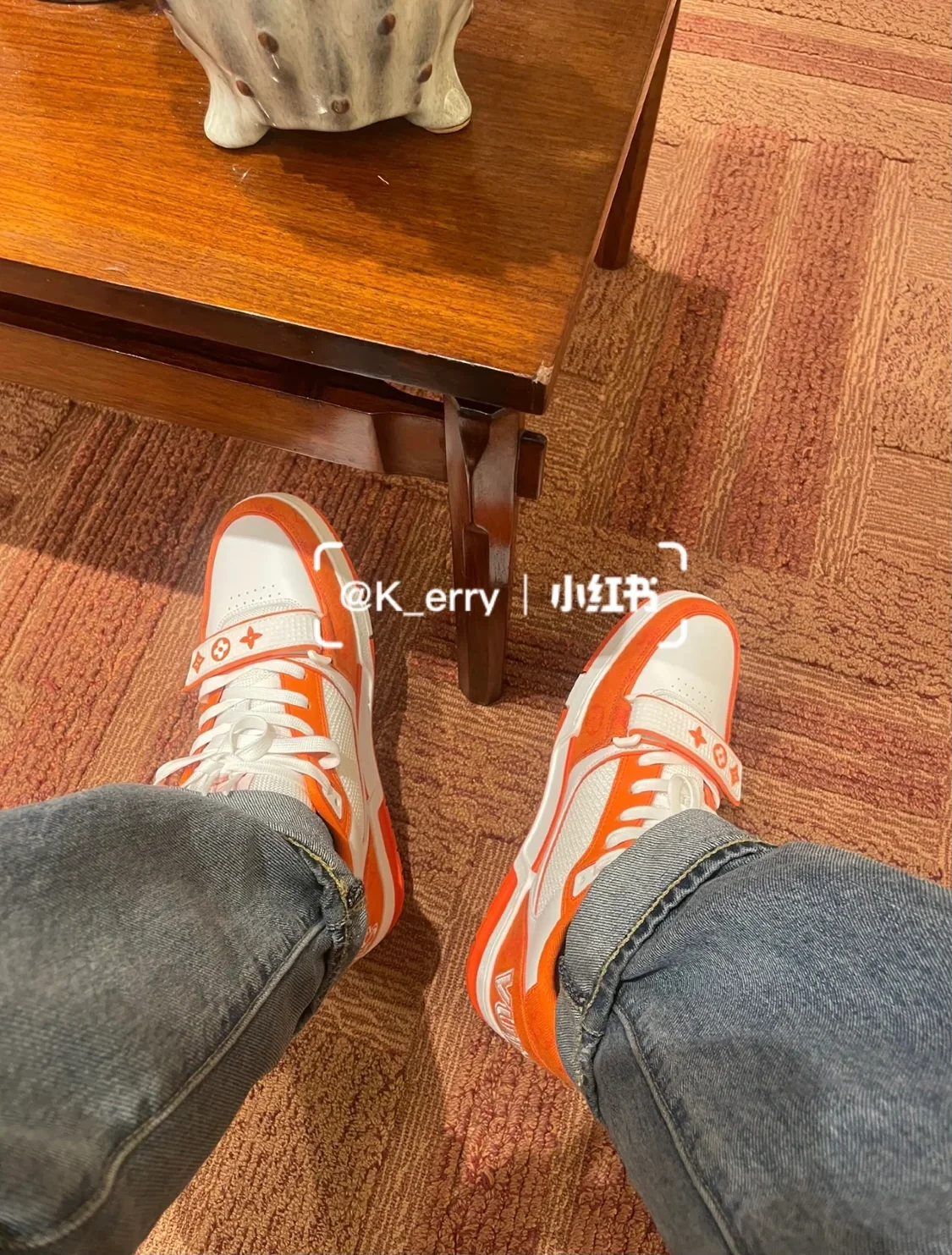 Кроссовки LV Trainer Series - Джинсовые на липучках - Спортивная обувь - Унисекс - Оранжевые