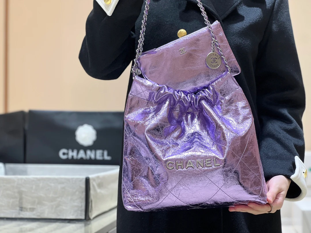 Сумка Chanel 25c 22 - металлизированная кожа - фиолетовая