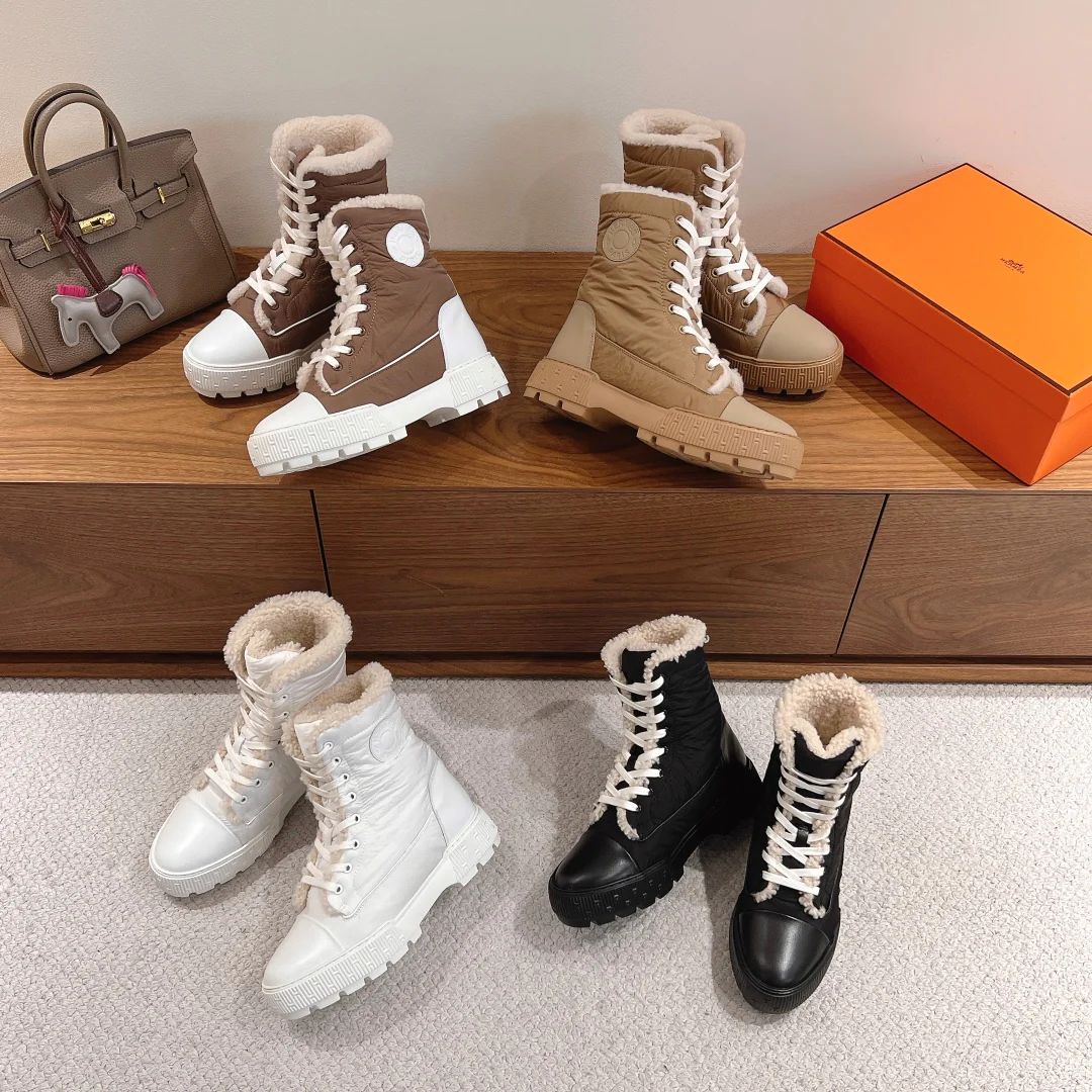 Ботинки Hermes 2024 в британском стиле на платформе с цветовыми блоками - изображение из коллекции