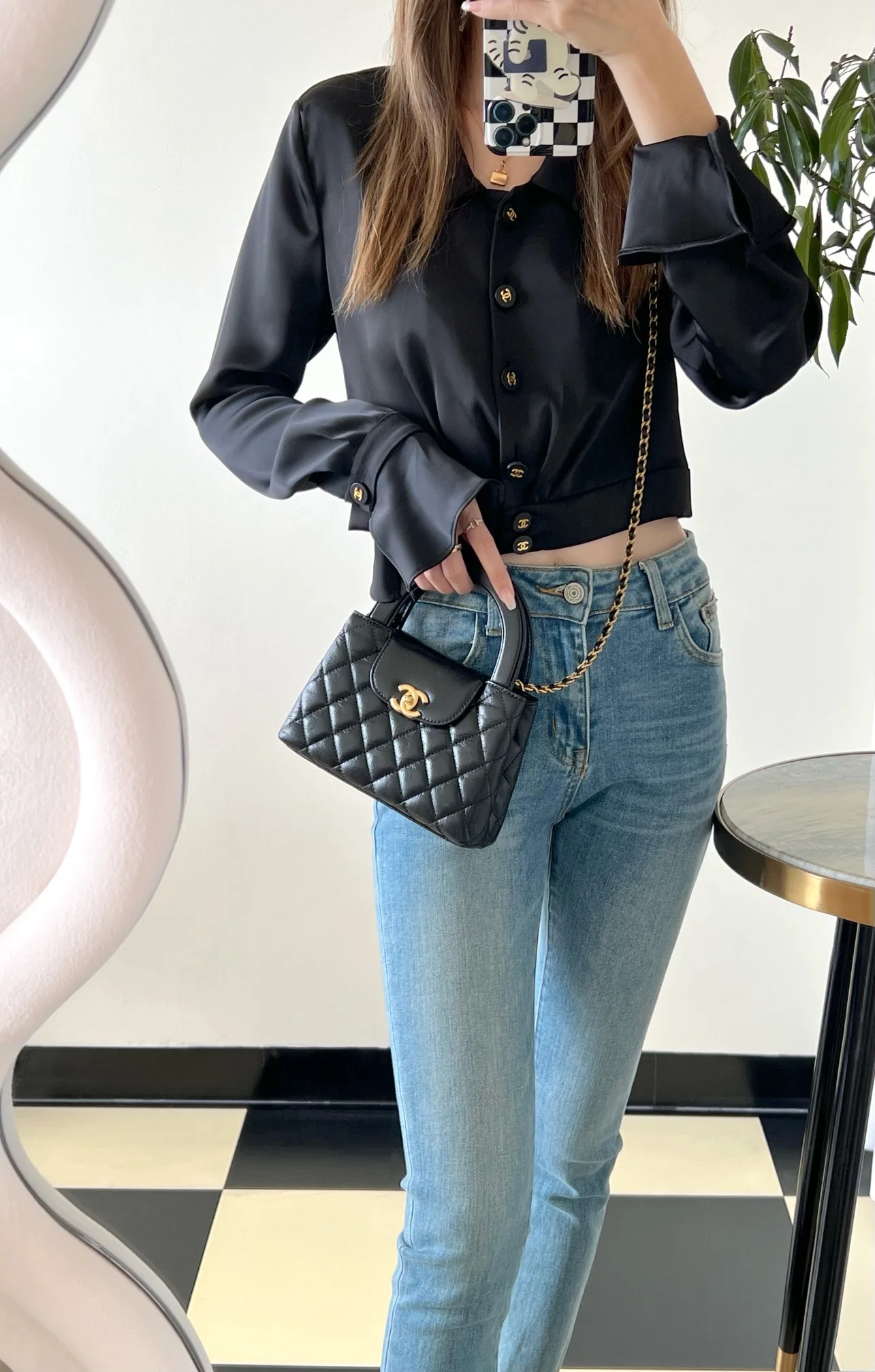 Сумочка Chanel Kelly Chain, большая - черная