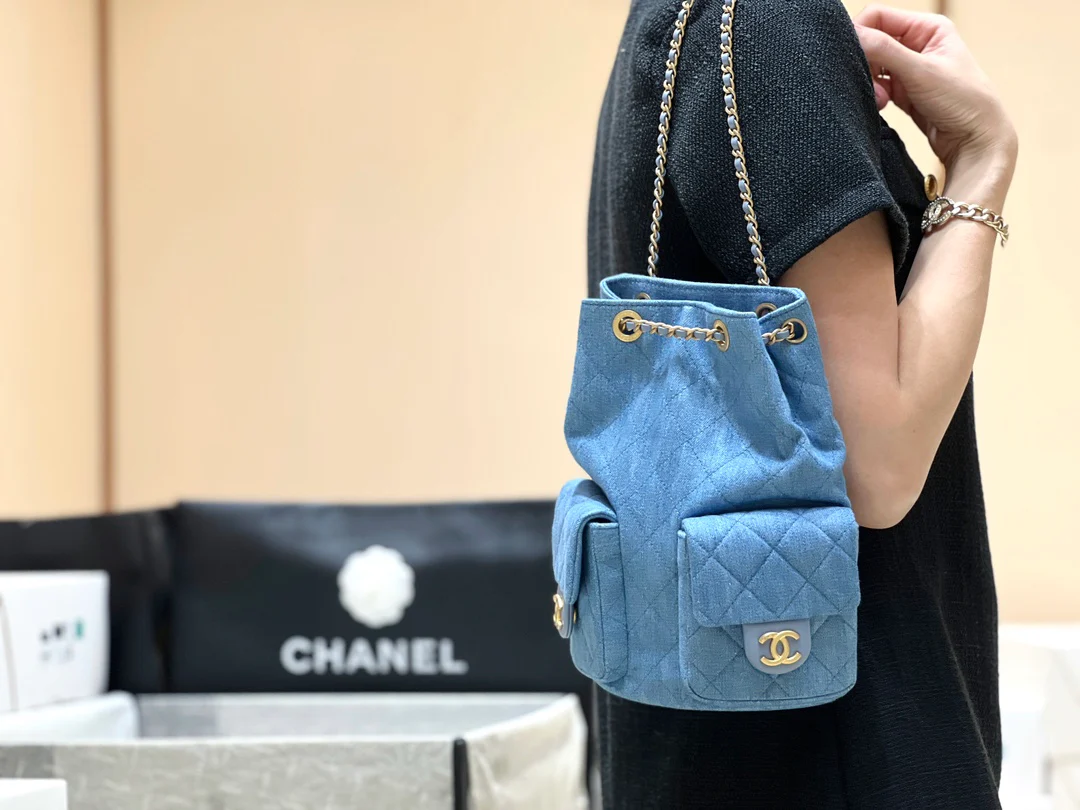 Рюкзак Chanel с двумя карманами - синий