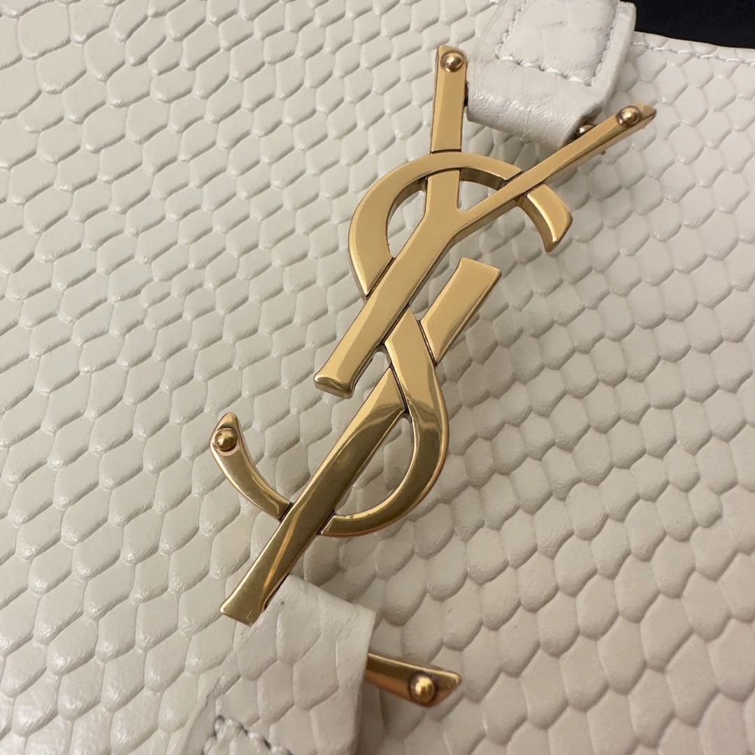 Кожаная сумка через плечо YSL-le-5-a-7 - змеиный принт, черная - 1