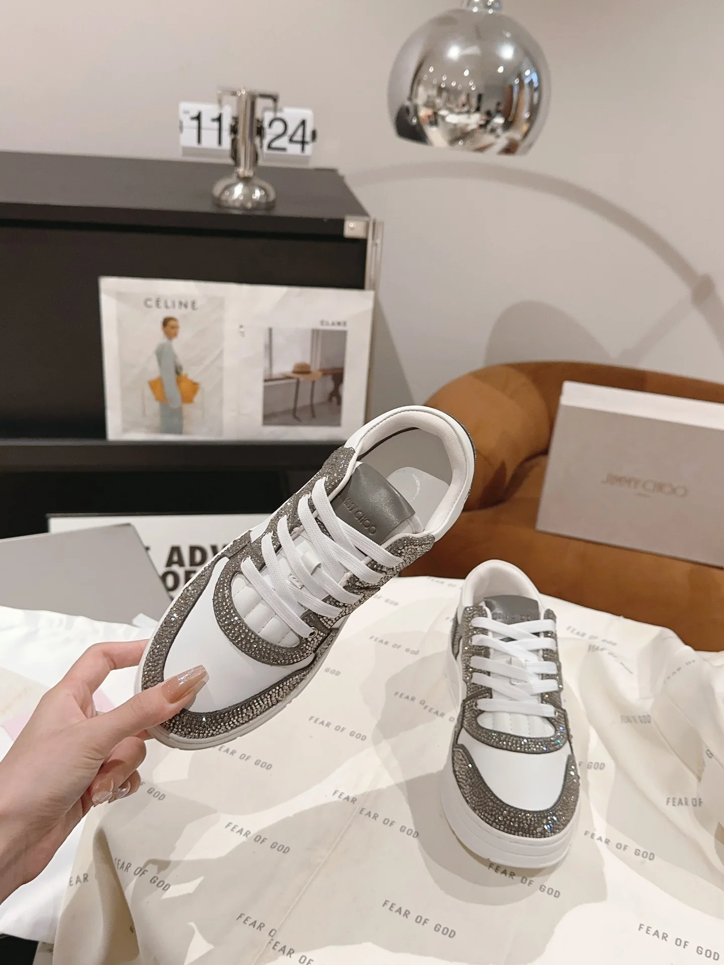 Jimmy - Новинка 2023 года - Повседневная обувь - Белая обувь со стразами