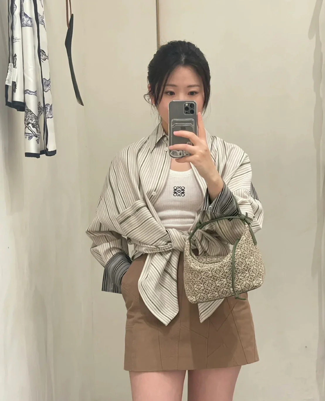 Сумка Loewe Cubi - жаккардовая телячья кожа - маленькая - зеленая