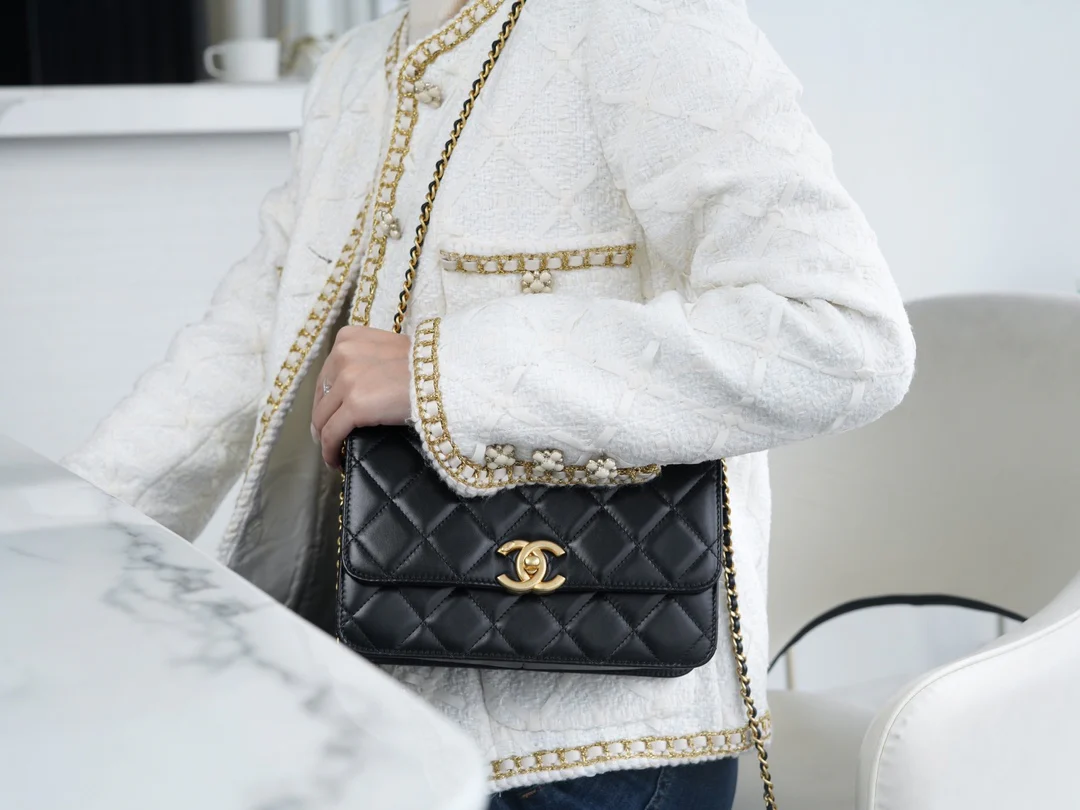 Chanel 24c Double Gold Ball CF Black