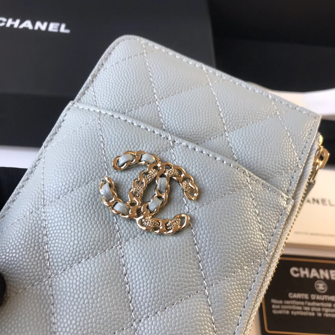 Длинный кошелек/держатель для карт Chanel на молнии - плоский длинный кошелек - 1 шт.