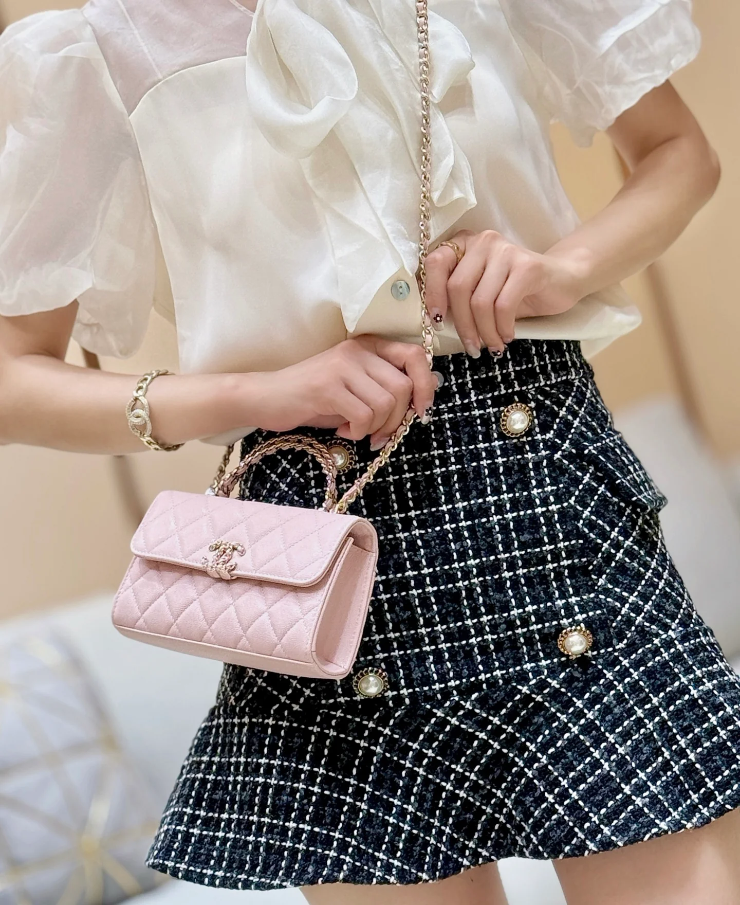 Сумка Chanel 25s Kelly Handle Bag - светло-розовая