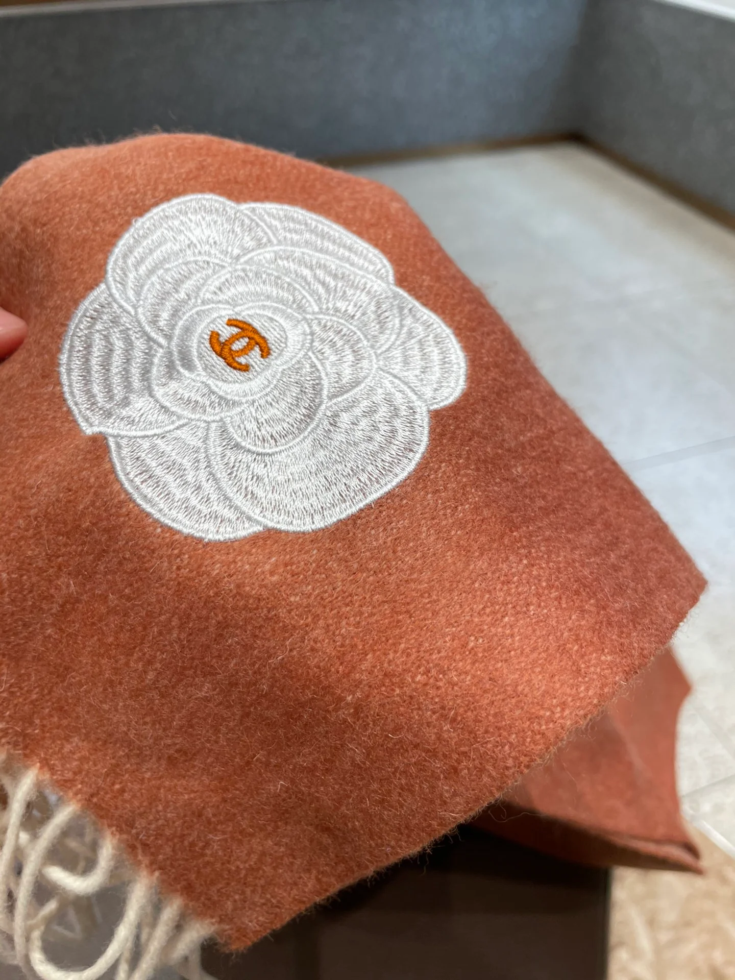 Chanel - Двусторонний кашемир - 210 см - 36 см - Оранжевый