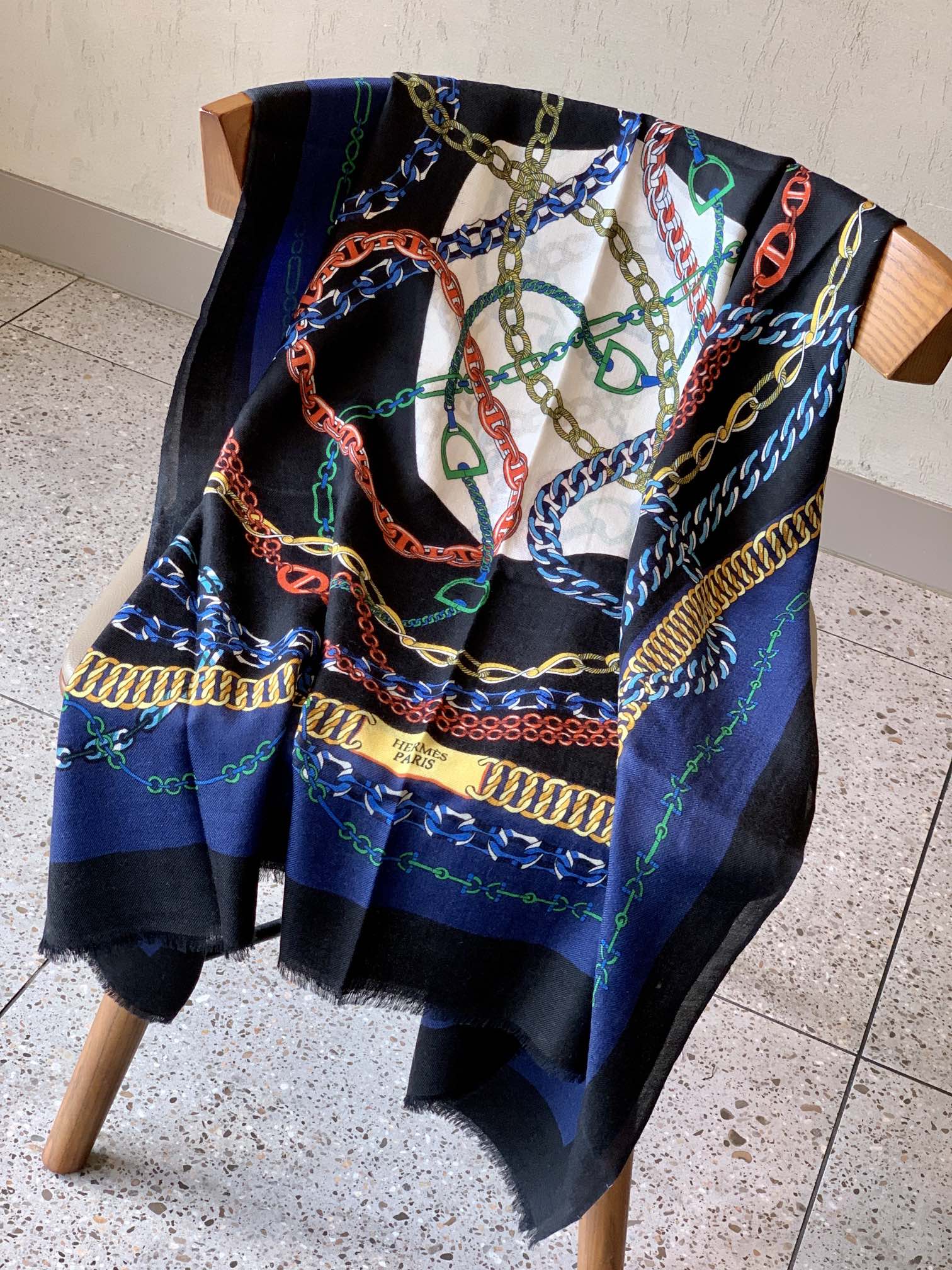 Шарф-цепочка Hermes - 100 см - 200 см - 100 см - высококачественный кашемир - 2 см