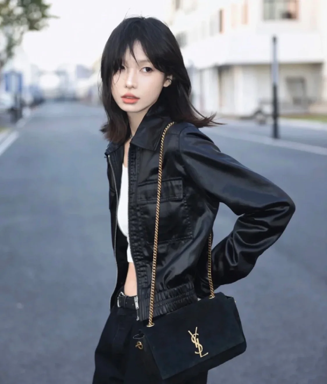 YSL-kate Double Bread - Тонкая овечья кожа - Черный - 22 см