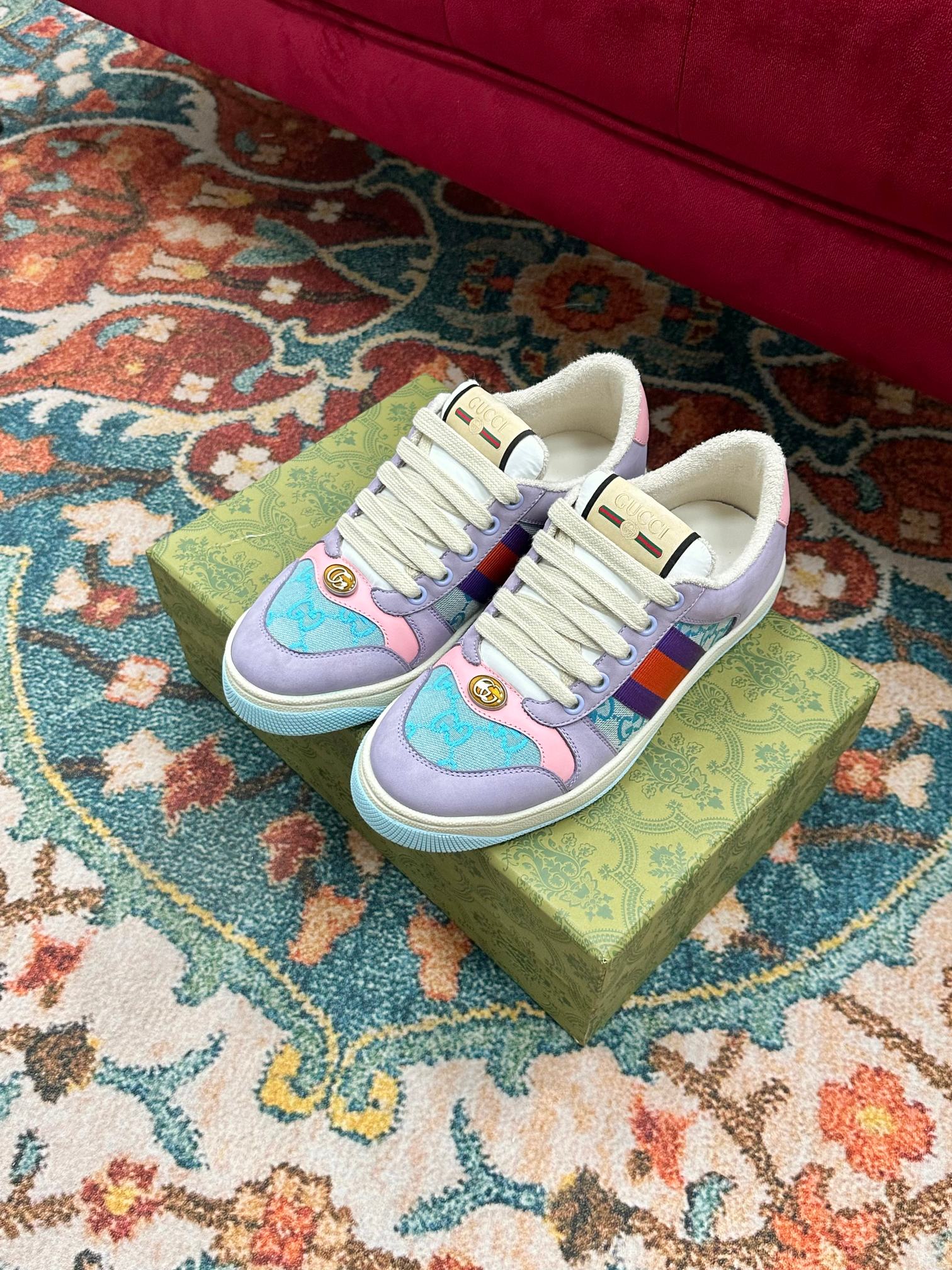 Новинка Gucci 2023 года - Кроссовки с эффектом потертости - Парный стиль - Фиолетовые