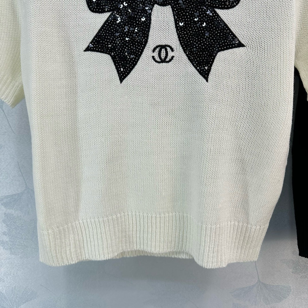 Chanel - 2403 - 24 Новый вязаный свитер с бантом для ранней весны
