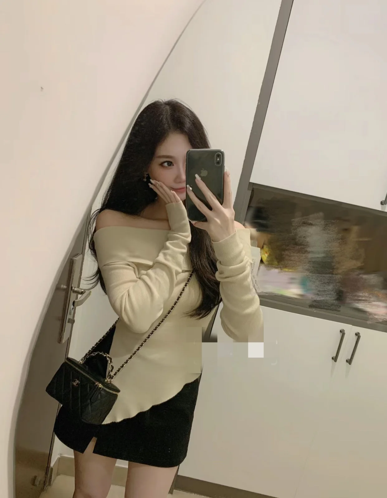 Chanel - Длинная сумка-коробка - Черная