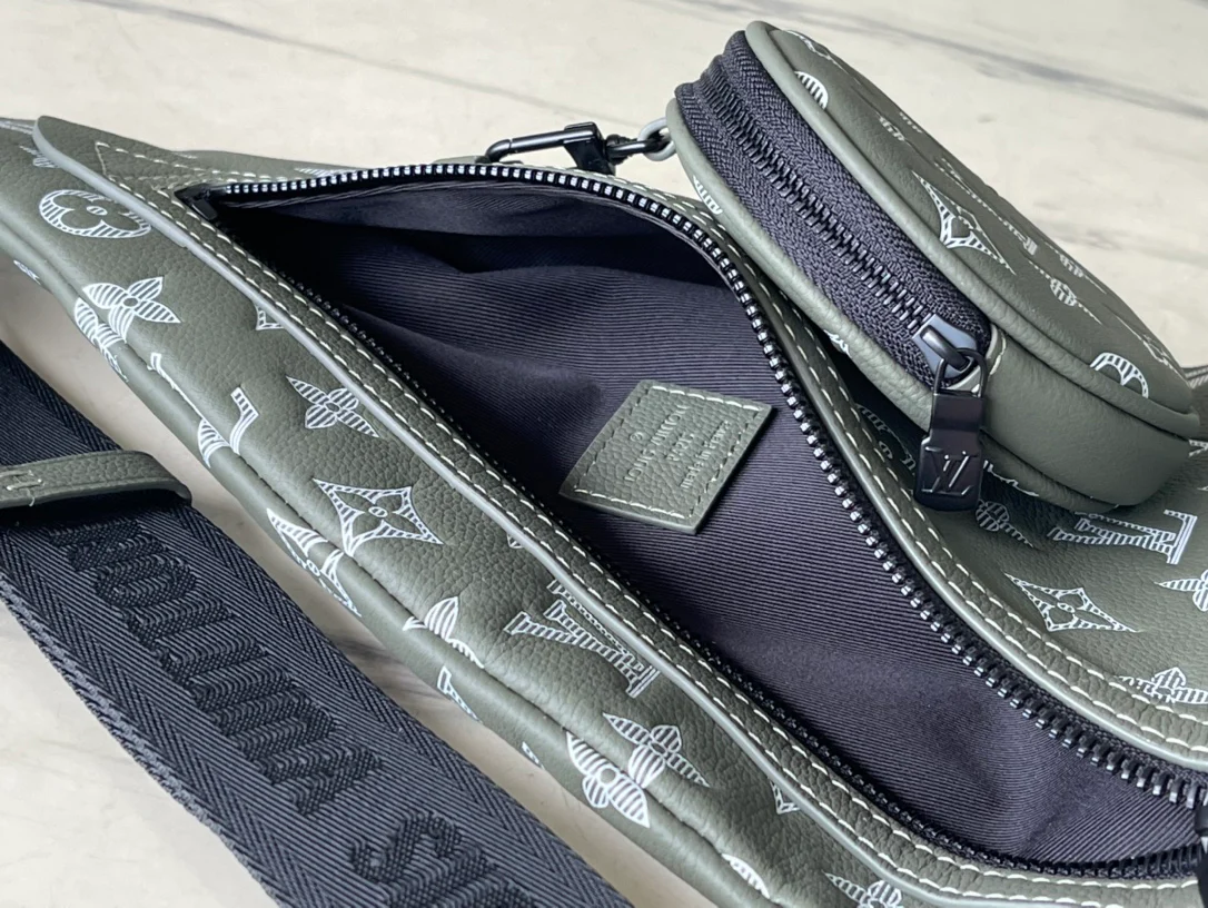 Сумка LV Duo с тиснением через плечо - зеленая