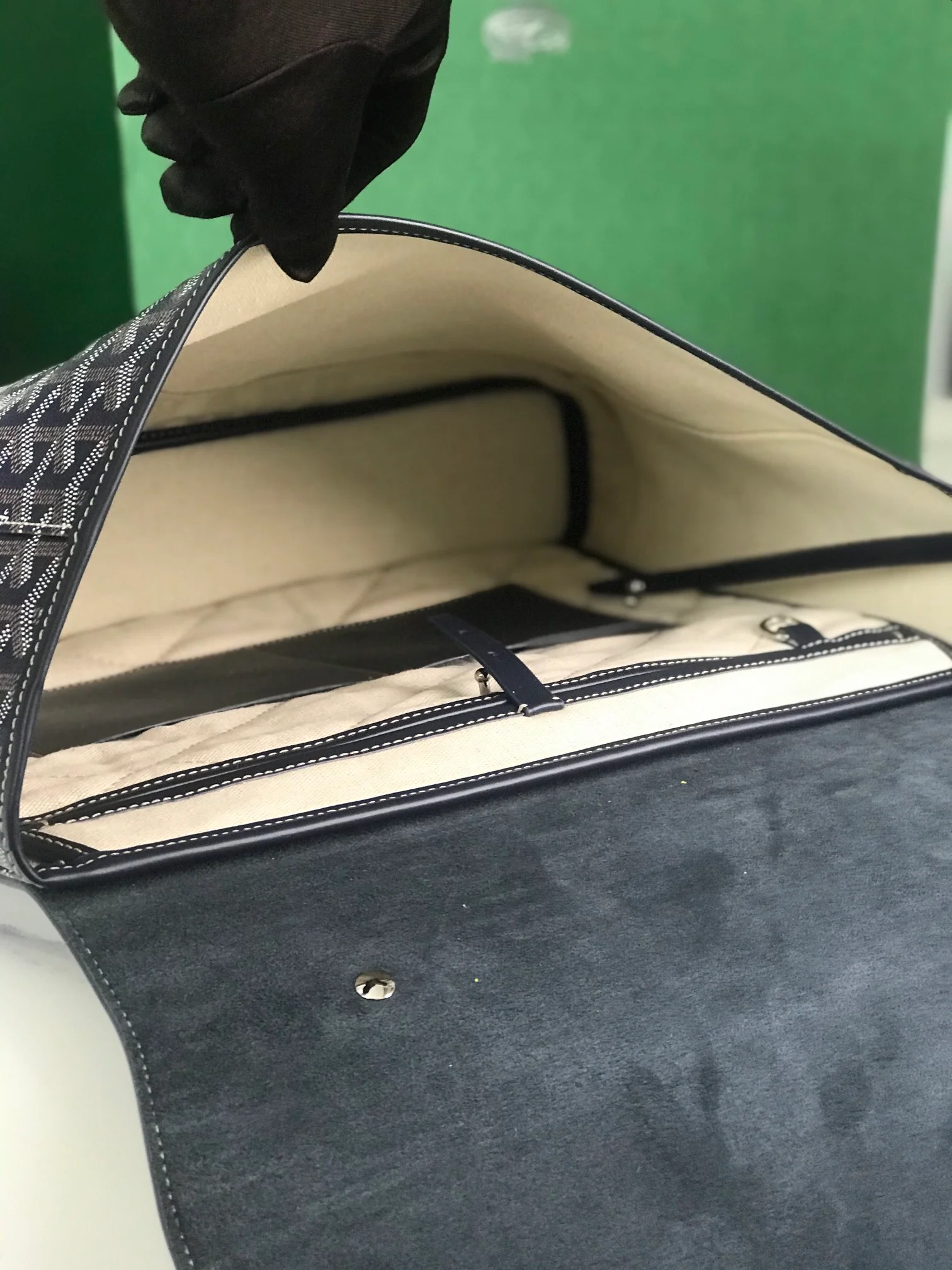 Сумка-мессенджер Goyard из льняного холста - темно-синяя