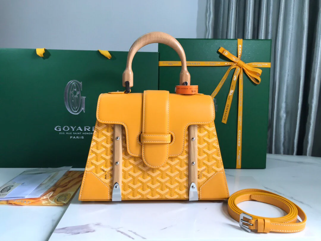 Сумка-тоут Goyard Saigon PM серии, 28 см, жёлтая.