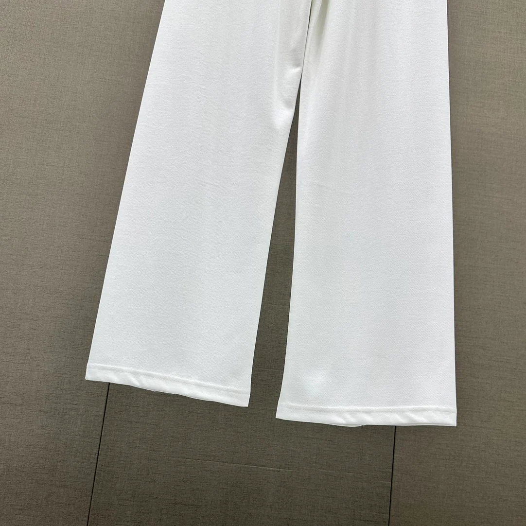 Брюки Miu Miu 2404 Flower Bud с завязками и широкими штанинами - белые